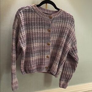 Cozy Purple Women's Sweater with Gold Button